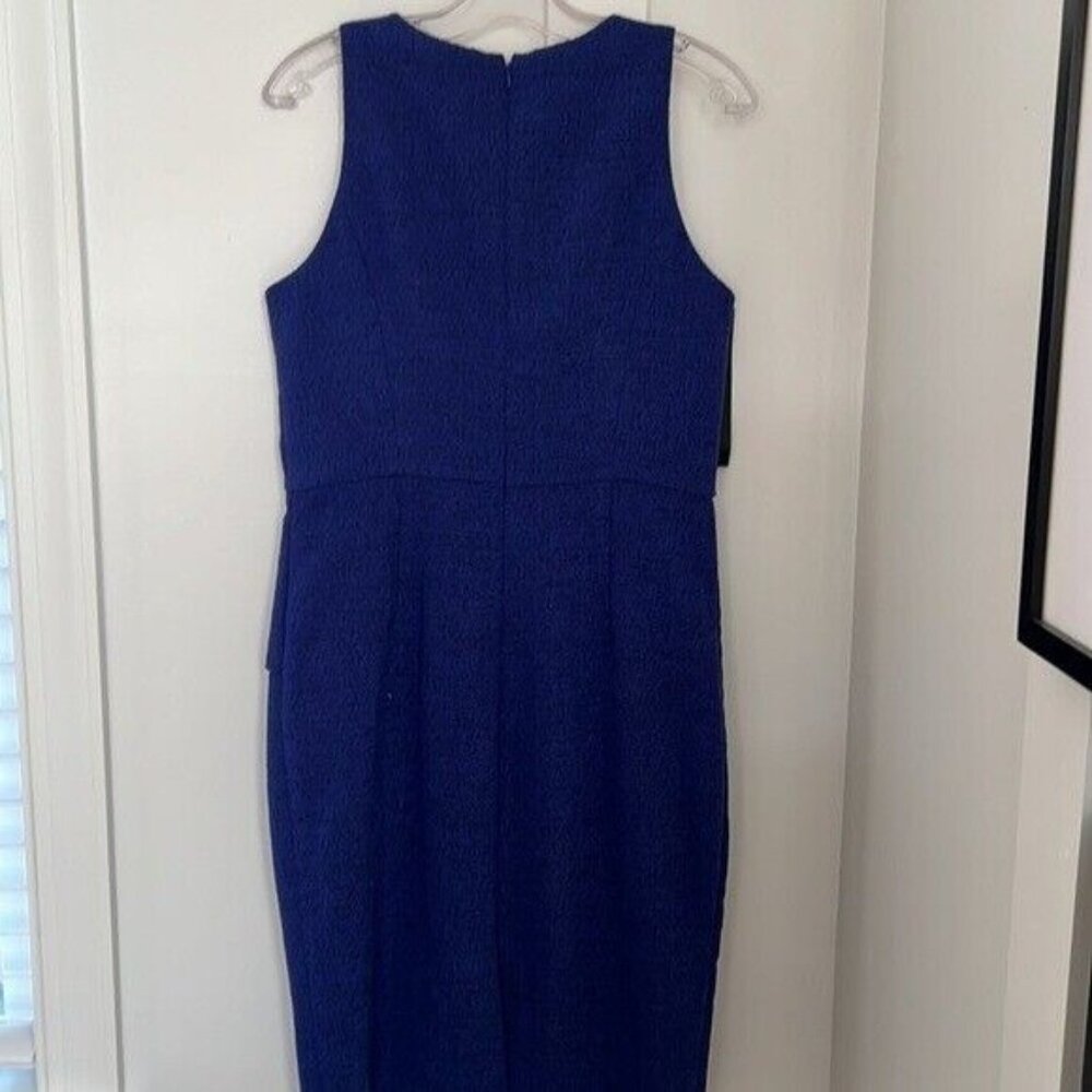 NWT BADGLEY MISCHKA Peplum-detail Dress In Electric Blue Size 12 - Picture 7 of 12